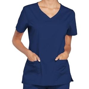 Cherokee workwear core stretch scrub top, navy blue